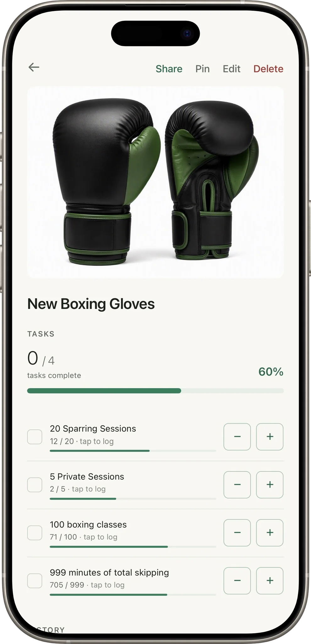 New boxing gloves: sparring, classes and skipping, 60 percent earned